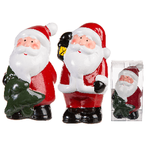 Red/white standing ceramic santa claus