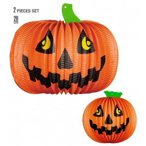 Set of "2 PUMPKIN LAMPIONS" Ø 26 cm.