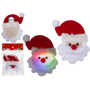 Fabric Santa pin with LED incl. batteries