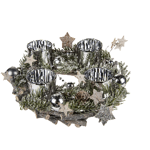 Advent wreath made of wooden and fir branches