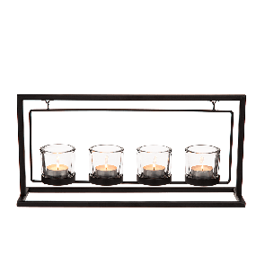 Metal tealight holder with 4 glass tealight holder & 4 tealights