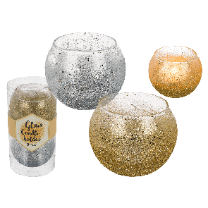 Glitter glass tealight holder