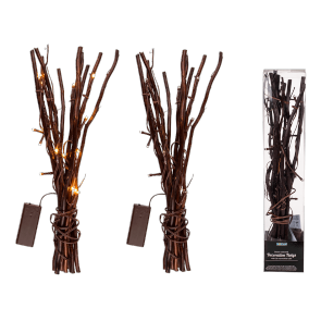 Brown coloured decoration twigs with 20 warmwhite LED