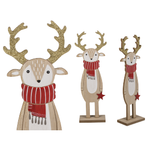 Wood- reindeer on wooden base