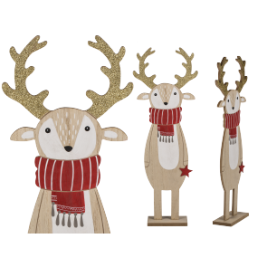 Wood- reindeer on wooden base