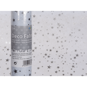 White deco fabric with silver coloured stars