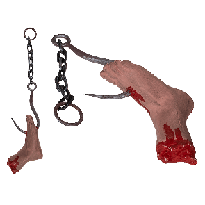 Plastic horror hand on hook