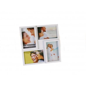 White Plastic picture frame for 4 photos 10 x 15 cm