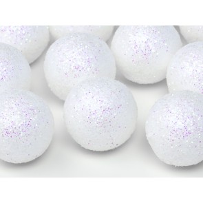 Glittery decorations Ball, white, 3cm, 1pack