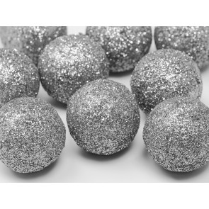 Glittery decorations Ball, silver, 3cm, 1pack