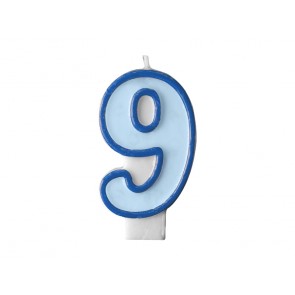 Birthday candle Number 9, blue, 1piece