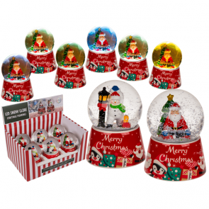 Polyresin snow globe with Christmas figurines & LED