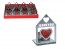 Glass tealight holder with red crystal heart & print I love you