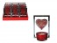 Glass tealight holder with print Love & red glitter heart